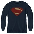thumbnail image 1 of Batman V Superman Superman Costume Shield Kids Long Sleeve T Shirt (X-Large) for Youth Boys and Girls, Navy, 1 of 4