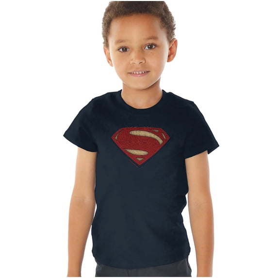 Batman V Superman Superman Costume Shield Kids T Shirt (2) for Youth Toddler Boys and Girls, Navy