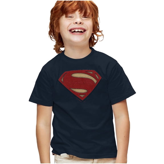 Batman V Superman Superman Costume Shield Kids T Shirt (Small) for Youth Toddler Boys and Girls, Navy