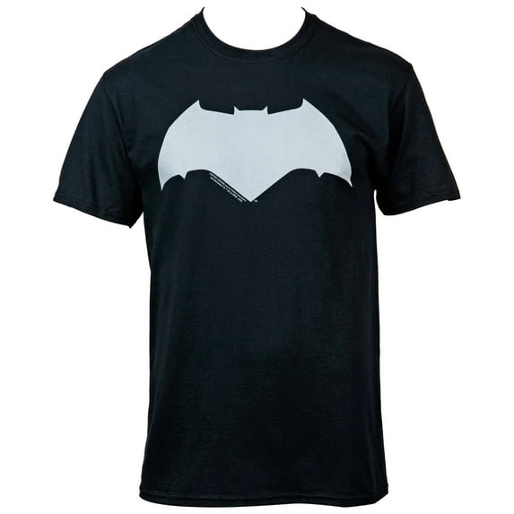 Batman V Superman White Classic Logo Mens T-Shirt, Black - Large