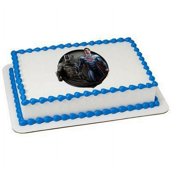 Batman VS. Superman-1/4 (Quarter Sheet) Edible Photo Image Cake Decoration