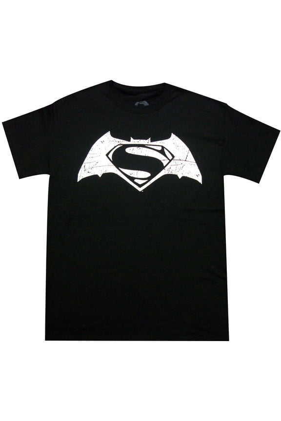 Batman VS Superman - White Distressed Movie Logo Adult T-Shirt