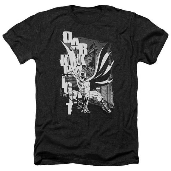 Batman & Vertical Letters-Adult Heather T-Shirt, Black - Small
