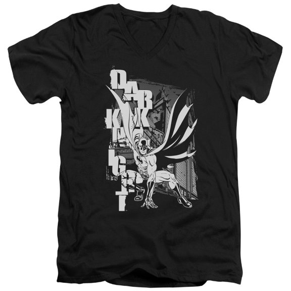Batman - Vertical Letters - Slim Fit V Neck Shirt - Large