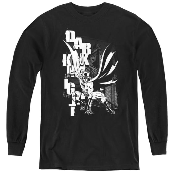 Batman - Vertical Letters - Youth Long Sleeve Shirt - Large