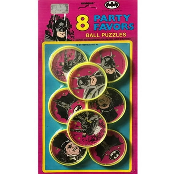 Batman Vintage 1991 Pink & Black Ball Puzzles / Favors (8ct)