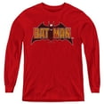 thumbnail image 1 of Batman Vintage Bat Logo On Red Kids Long Sleeve T Shirt (Small) for Youth Boys and Girls, Red, 1 of 4