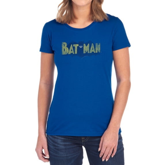 Batman Vintage Logo Women's T Shirt, Royal, Large