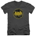 thumbnail image 1 of Batman Vintage Symbol Collage S/S Adult V-Neck T-Shirt 30/1 T-Shirt-Charcoal, 1 of 1