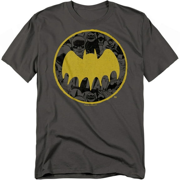 Batman T-Shirt Vintage Symbol Collage Unisex Graphic Tee For Men & Women Charcoal