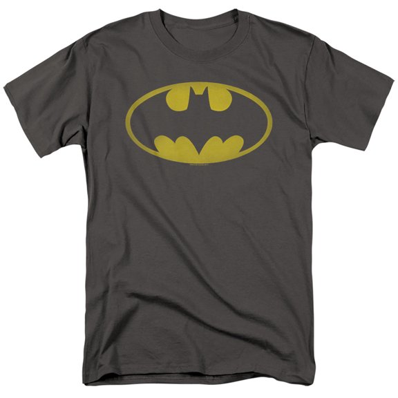 Batman Washed Bat Logo Unisex Adult T Shirt, Charcoal, 2X-Large