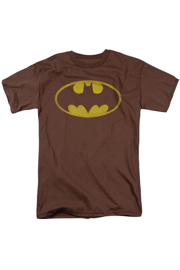 Washed Bat Logo Unisex Adult T Shirt, Coffee, 3X-Large