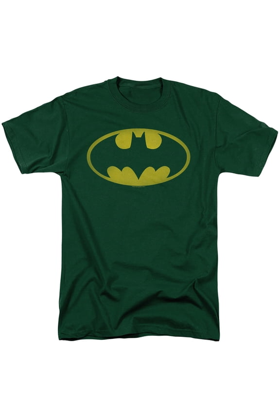Washed Bat Logo Unisex Adult T Shirt, Hunter Green, Small