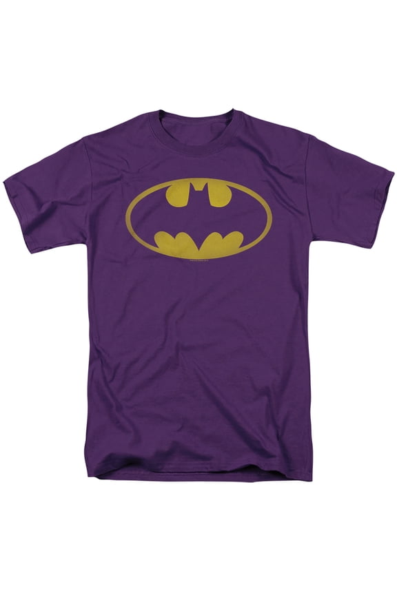 Washed Bat Logo Unisex Adult T Shirt, Purple, Large