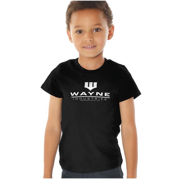 Batman Wayne Industries Black Kids T Shirt (4) for Youth Toddler Boys and Girls, Black