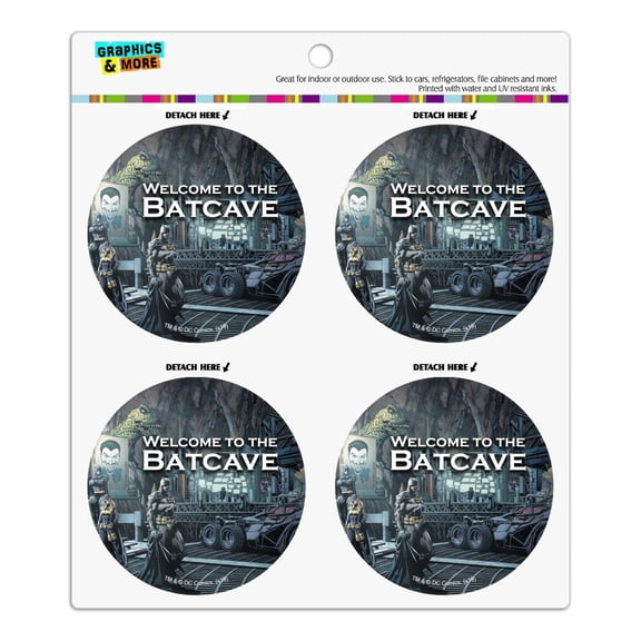 Batman Welcome to the Batcave Refrigerator Fridge Locker Vinyl Circle Magnet Set