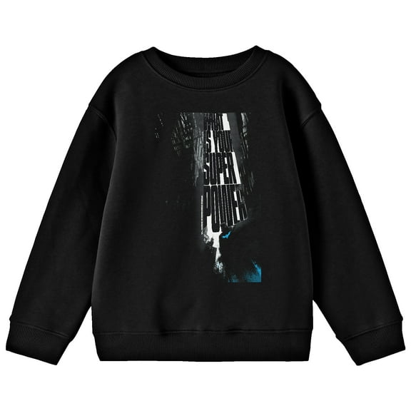 Batman What Is Your Superpower Crew Neck Long Sleeve Youth Black Sweatshirt-XS