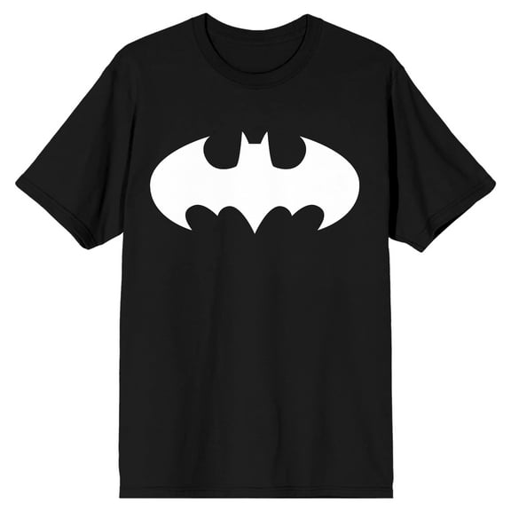 Batman White Logo Men's Black T-shirt-Large