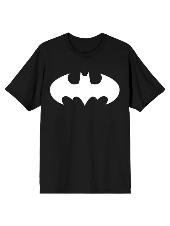 Batman White Logo Men's Black T-shirt-Large
