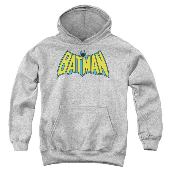 Batman Wintage Batman Logo Kids Pull-Over Hoodie (Medium) for Youth Boys and Girls, Athletic Heather