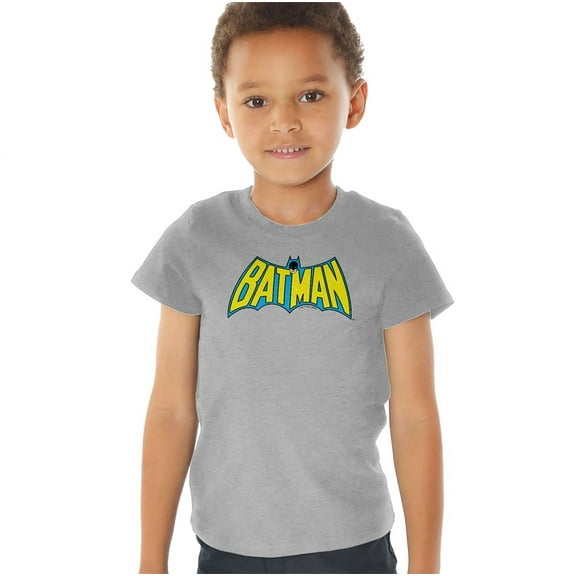 Batman Wintage Batman Logo Kids T Shirt (2) for Youth Toddler Boys and Girls, Athletic Heather