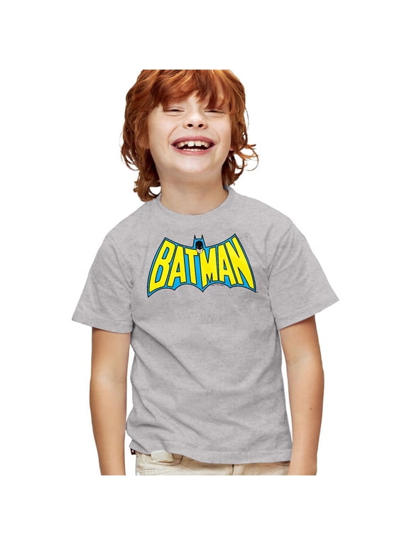Wintage Batman Logo Kids T Shirt (Large) for Youth Toddler Boys and Girls, Athletic Heather
