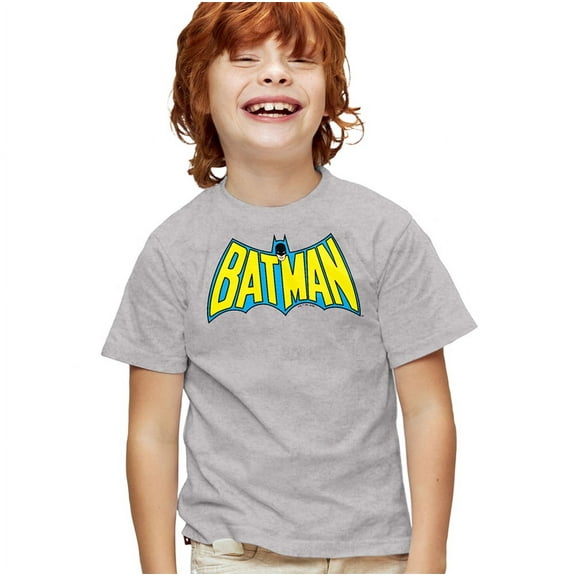 Batman Wintage Batman Logo Kids T Shirt (Medium) for Youth Toddler Boys and Girls, Athletic Heather