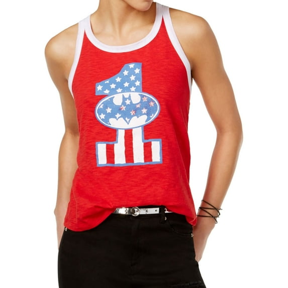 Batman Womens Graphic Tank Top, Red, Juniors, Small