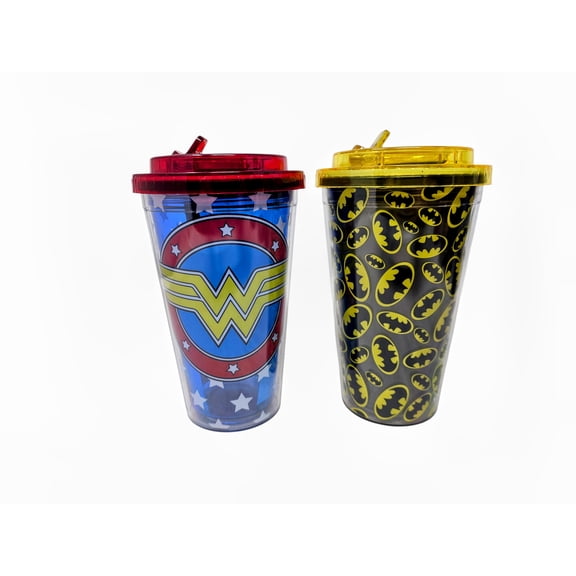 Batman Wonder Woman 2 Plastic Tumbler Christmas Set