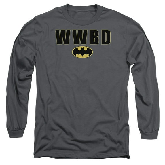 Batman Wwbd Logo Long Sleeve T-Shirt Adult 18/1 Charcoal
