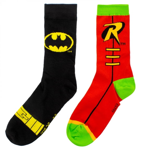 Batman and Robin Costume Symbol Crew Socks 2-Pair Pack