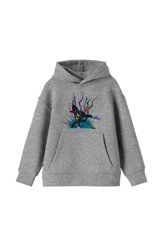 Batman and Robin Power Pose Boy's Athletic Heather Gray Graphic Hoodie-XS