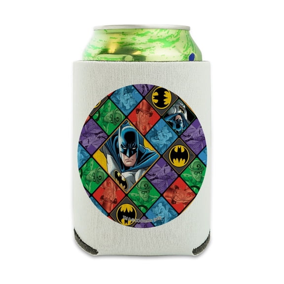 Batman and Villains Pattern Can Cooler - Drink Sleeve Hugger Collapsible Insulator - Beverage Insulated Holder
