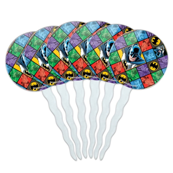 Batman and Villains Pattern Cupcake Picks Toppers Decoration Set of 6