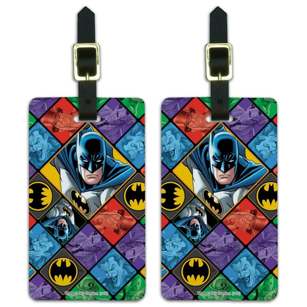Batman and Villains Pattern Luggage ID Tags Suitcase Carry-On Cards ...