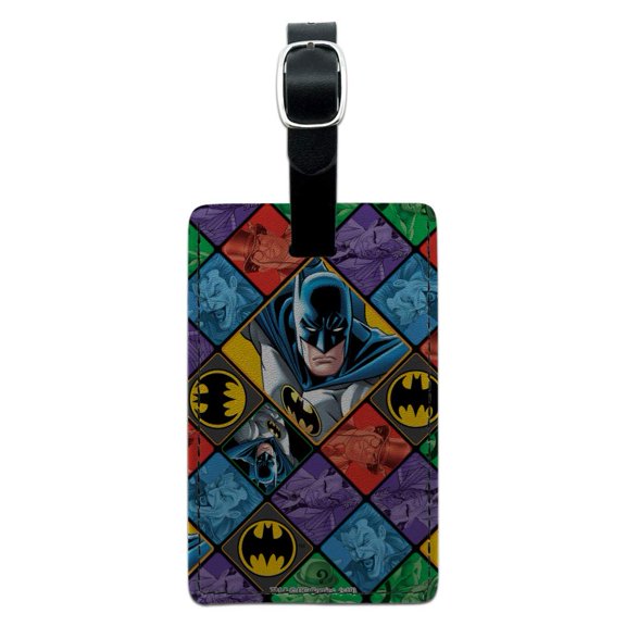 Batman and Villains Pattern Rectangle Leather Luggage Card Suitcase Carry-On ID Tag