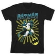 thumbnail image 1 of Batman in Action Boy's Black T-shirt-XS, 1 of 4