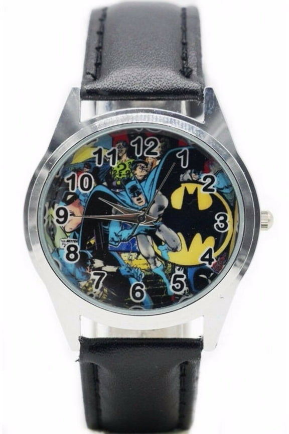 Batman in Action Leather Band Wrist Watch