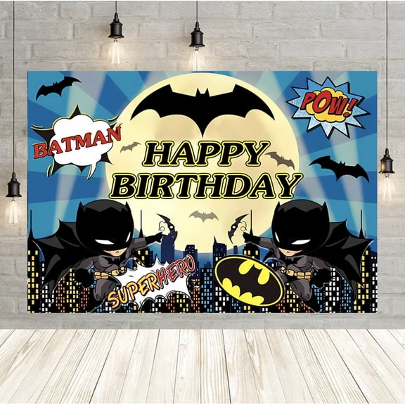 Batman party backdrop, 60x40 inches, perfect for decorating a Batman-themed party scene.