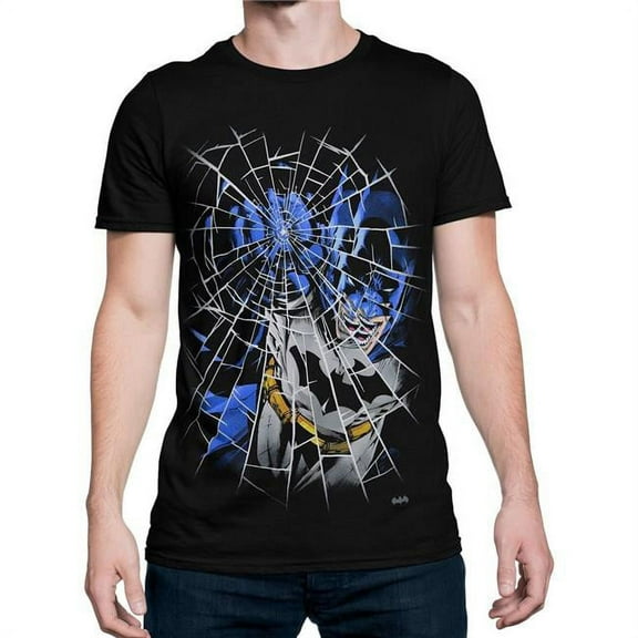 Batman tsbatpunchglassL Batman Punching Glass Mens T-Shirt - Large