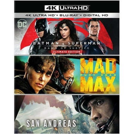 Batman v Superman: Dawn of Justice Ultimate Edition / Mad Max: Fury Road / San Andreas (4K Ultra HD + Blu-ray)