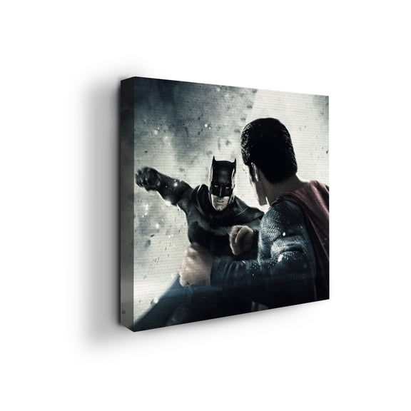 Batman vs Superman Canvas Wall Art by Mavis Print- 14x14 inches DC Comics Wall Decor | HD Printed & Wooden framed wall art | UV & Water Resistant Modern Wall Decor for Gift | Kids room Decor | US Mad