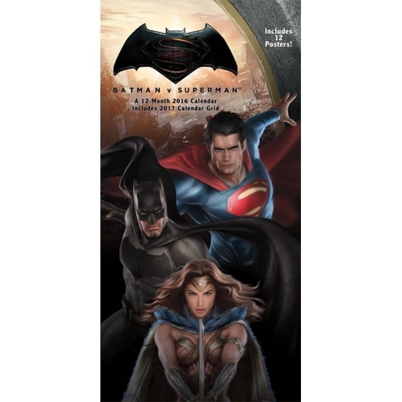 Batman vs Superman Dawn of Justice 6" x 12" Mini Poster Calendar