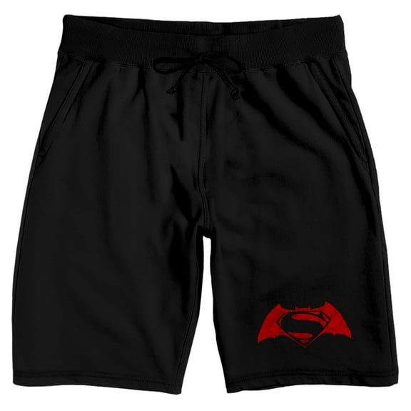 Batman vs Superman: Dawn of Justice Movie Title Logo Men's Black Graphic Shorts-Large