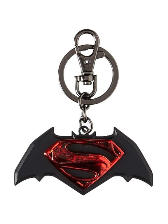 Batman vs Superman Stacked Symbol Pewter Keychain