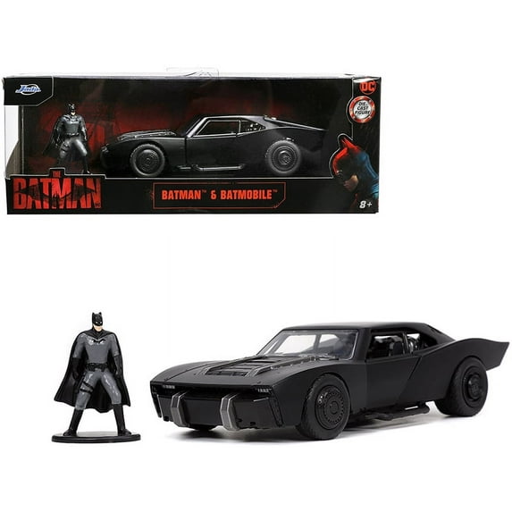 Batmobile Matt Black with Batman Diecast Figurine "The Batman" (2022) Movie "DC Comics" 1/32 Diecast Model Car by Jada