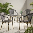 thumbnail image 1 of Baton Aluminum and Wicker Outdoor French Bistro Chairs, Set of 4, Black, White, and Wood Print, 1 of 7