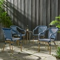 thumbnail image 1 of Baton Aluminum and Wicker Outdoor French Bistro Chairs, Set of 4, Navy Blue, White, and Wood Print, 1 of 7