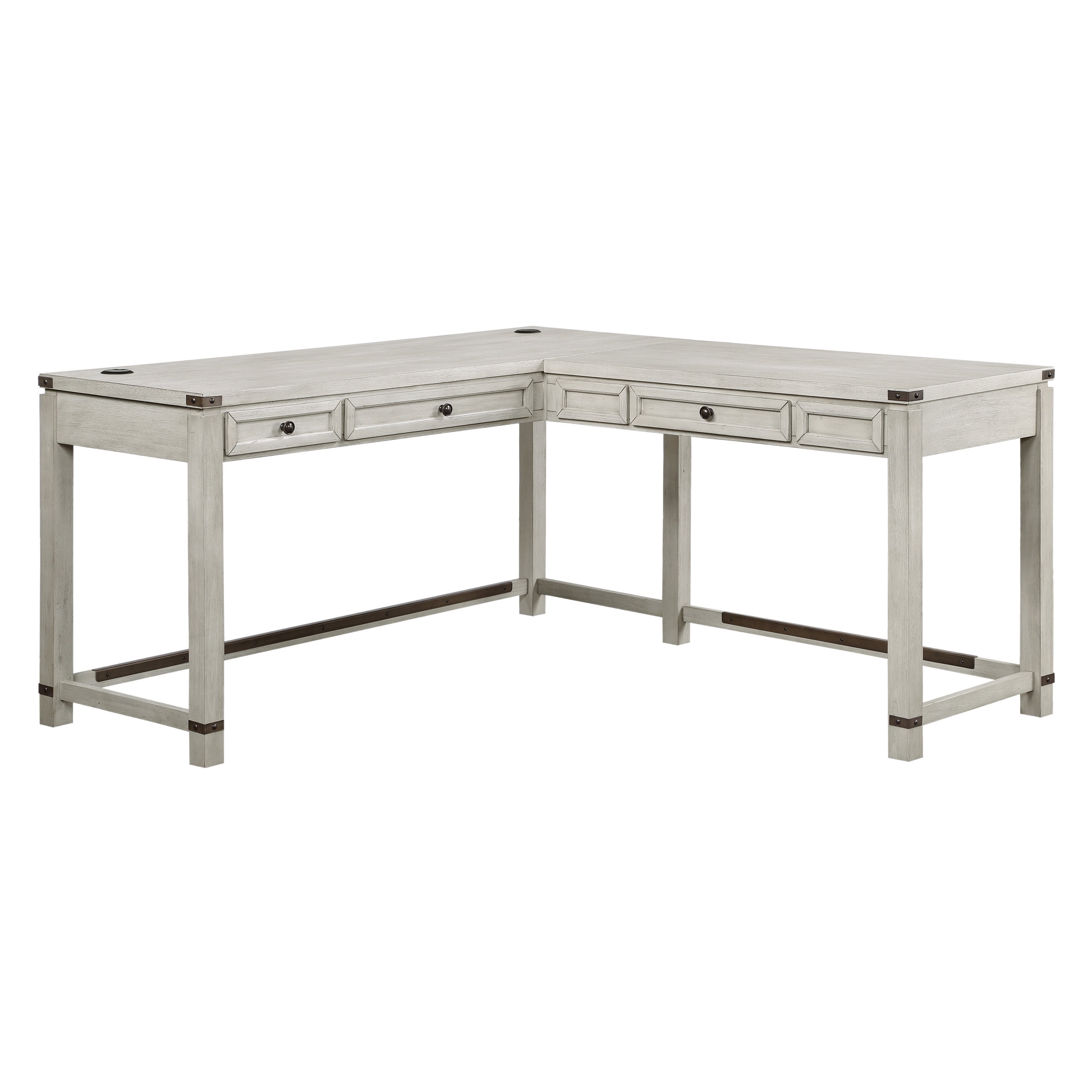 Baton Rouge Desk Baton Rouge L-Shape Desk in Champagne Oak Finish Engineered Wood ...
