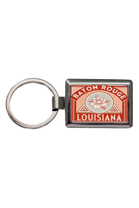 Baton Rouge LA Louisiana Travel Vacation Stamp Metal Rectangle Keychain